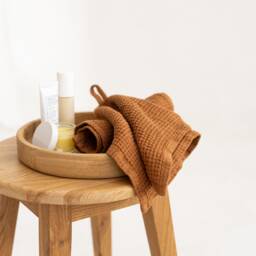 Linen Face Cloth Set Of 2, Waffle Towel, Compact Foldable Bath Small Guest Towel - thumbnail 3