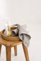 Linen Face Cloth Set Of 2, Waffle Towel, Compact Foldable Bath Small Guest Towel