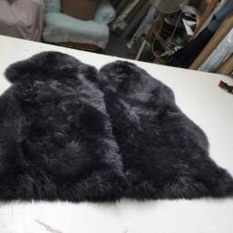 Large Dark Grey Sheepskin Rug, Double Pelt Throw, Slate Gray - thumbnail 4