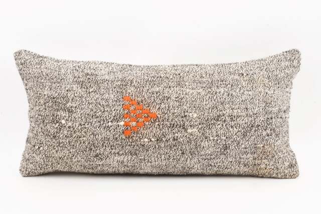 Handwoven Turkish Kilim Pillow Cover Ethnic Lumbar Cushion - 12x24 - image 1