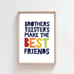 Set Of 2 Brother Sister Rainbow Prints, Wall Art, Sibling Playroom Decor, Art Colourful - thumbnail 3