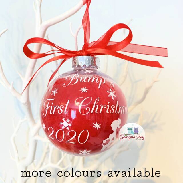 Personalised Baby Bump Ornament, Bump's First Christmas 2025 Bauble, Gift For Mummy To Be, Pregnancy Announcement Feather Bauble - image 1