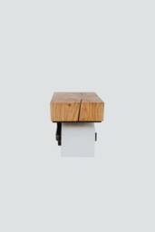 Handmade Solid Oak Toilet Paper Holder With Shelf - thumbnail 1