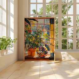 1970's Interior Disco Ball Greenhouse Art Print, Tropical Decor, 70S Style Aesthetic, Retro Funky Houseplant Poster - thumbnail 2