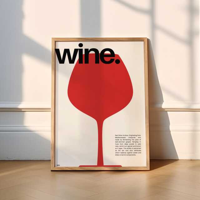 Wine Print - Kitchen - Wine Prints, Gift, Red Wine, Drinks, Cheers, Cocktail, Poster, Lover Minimal, Vintage, Art - image 1