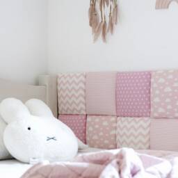 Fabric Montessori Bedroom Decorative Tiles, Soft Sleeping Area Panels, Upholstered Play Protective Wall Cushions, Cotton Kids Headboard - thumbnail 2