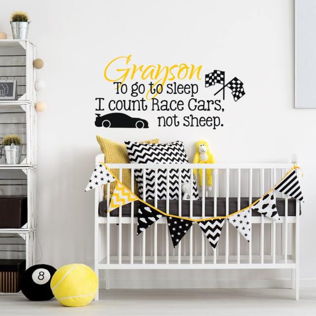 Race Car Nursery Wall Decal Personalized Name, Boys Room Decor Ww34 - image 1