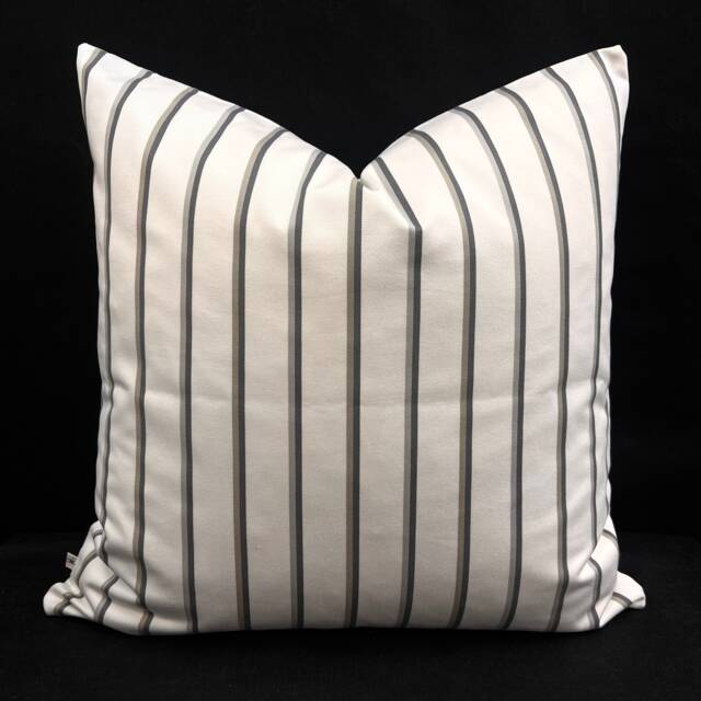 Luxury Designer White Grey Striped Cotton Fabric Cushion Pillow Throw Cover - image 1