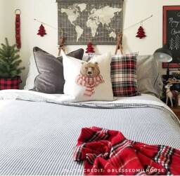 Christmas Bear Pillow Cover Oatmeal Linen Farmhouse Decor - thumbnail 1