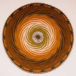 Extra Large Woven Mandala Wall Art 31 Inch Handwoven Basket Tray Earthy Tones Reed Hanging - thumbnail 2
