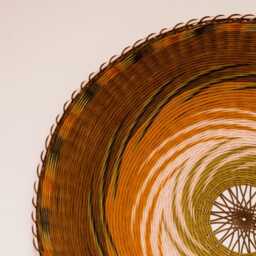 Extra Large Woven Mandala Wall Art 31 Inch Handwoven Basket Tray Earthy Tones Reed Hanging - thumbnail 1