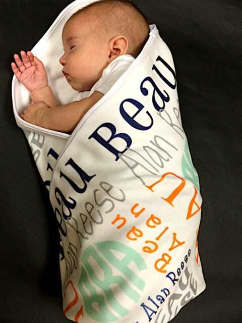 Custom Name Baby Blanket, Soft Minky Fleece Swaddle, Personalized Gift - image 1