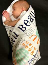 Custom Name Baby Blanket, Soft Minky Fleece Swaddle, Personalized Gift - thumbnail 1