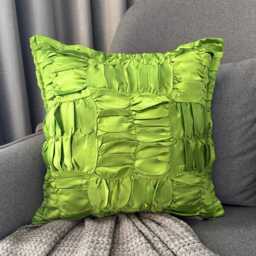 Clover Green Satin, Ruched Texture Solid Pattern, Contemporary Throw Pillow Cover/Euro Sham - Dreamy - thumbnail 3