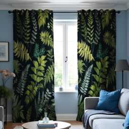 Fern Print Curtain, Green Leafy Drape, Tropical Plant Window Treatment, Botanical Flower Home Decor, Living Room & Bedroom Curtain Panel - thumbnail 3