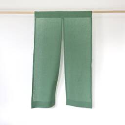 Linen Japanese Style Curtains, Linen Noren Curtains in Eucalyptus Green, Door Curtains - thumbnail 3