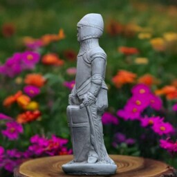 Large Soldier Statue Concrete Warrior With Shield Figurine Outdoor Medieval Ornament Handmade Decor Front Door Sculptrure - thumbnail 3