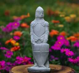 Large Soldier Statue Concrete Warrior With Shield Figurine Outdoor Medieval Ornament Handmade Decor Front Door Sculptrure - thumbnail 1