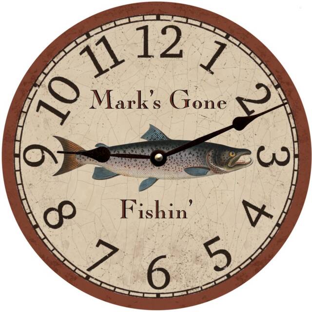Personalized Salmon Fishing Clock - Fisherman Custom Name Clock - image 1