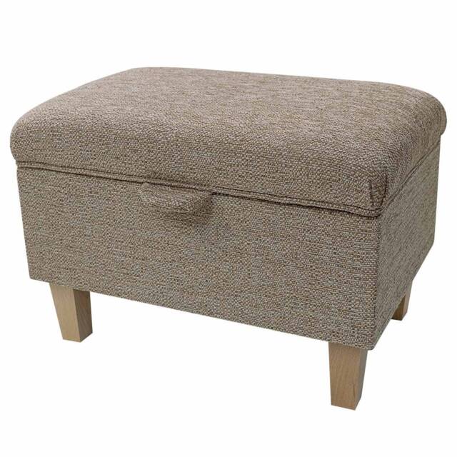 Handmade Nutmeg Brown Storage Ottoman - Caledonian Textured Plain Fabric Bespoke British Made - image 1