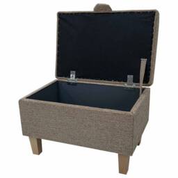 Handmade Nutmeg Brown Storage Ottoman - Caledonian Textured Plain Fabric Bespoke British Made - thumbnail 2