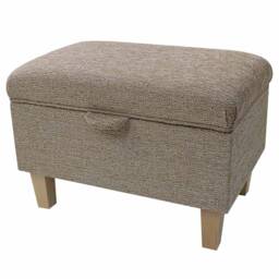 Handmade Nutmeg Brown Storage Ottoman - Caledonian Textured Plain Fabric Bespoke British Made - thumbnail 1