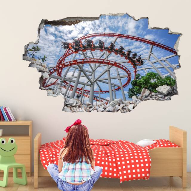 Roller Coaster Ride Wall Decal Sticker Mural Poster Print Art Kids Bedroom Home Decor - image 1
