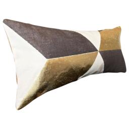 Pierre Frey Kubus Geometric Gold Bolster Cushion Cover - thumbnail 1