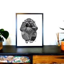 3 Petits Singes De La Sagesse/Three Wised Monkeys - Impression Art By Cracco, Animal Motifs, Print Patterns - Doodle Painting - thumbnail 3