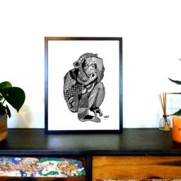 3 Petits Singes De La Sagesse/Three Wised Monkeys - Impression Art By Cracco, Animal Motifs, Print Patterns - Doodle Painting - thumbnail 2