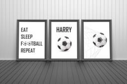 Personalised Football Wall Art Prints Teen Boy Bedroom Decor - Set Of 3 - thumbnail 1