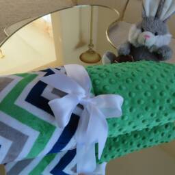 Personalized Minky Baby Boy Blanket, Cuddle Fabric, Shower Gift - thumbnail 2