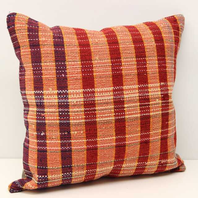 Handmade Turkish Kilim Pillow Cover, Wool & Cotton, 16x16 - image 1
