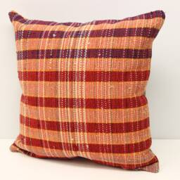 Handmade Turkish Kilim Pillow Cover, Wool & Cotton, 16x16 - thumbnail 3
