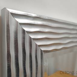 John Lewis Delphine Wave Design Wall Mirror Silver Wood Frame Bevelled 79x110cm Home Interior Decor Living Bedroom Quality Glass Made in UK - thumbnail 2