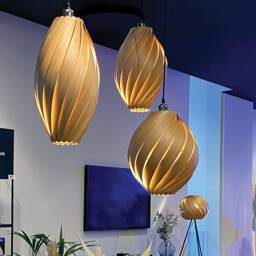 Wooden Hanging Lamp, Handmade From Oak, Walnut, Ash Or Cherry Tree - thumbnail 2