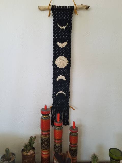 Moon Phase Macrame Weaving Tapestry Wall Hanging - image 1