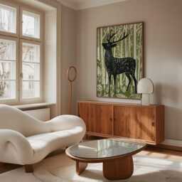 stag in Forest Poster, Japanese Woodblock Art Print - thumbnail 3