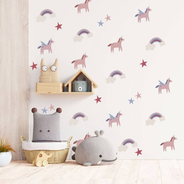 Unicorn Wall Decals Rainbow Nursery Decor Stickers - image 1