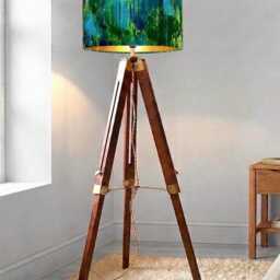 Handmade By Order Luxurious Abstract Blue Yellow Green Water Paint Art Drum Velvet Lamp Shade Pendant Light All Sizes & Shapes - thumbnail 2