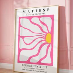 Henri Matisse Set Of 3 Pink Flower Portrait Prints, Abstract Hippy Colours, Boho, Modern, Gallery Wall Art, Living Room/Bedroom Decor - thumbnail 2