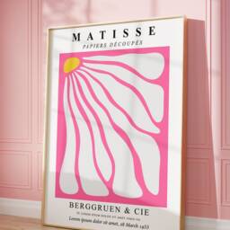 Henri Matisse Set Of 3 Pink Flower Portrait Prints, Abstract Hippy Colours, Boho, Modern, Gallery Wall Art, Living Room/Bedroom Decor - thumbnail 3