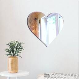 Heart Acrylic Mirror Wall Art Personalized Engraving Options - thumbnail 2