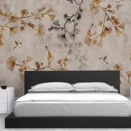Ginkgo Leaf Wallpaper, Bird Branch Wall Mural, Chinese Style, Peel & Stick - thumbnail 3