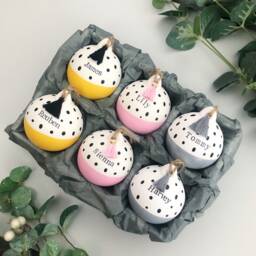 Hand Painted Personalised Dusky Pink Dalmatian Ceramic Bauble, Tassel Round Bauble - thumbnail 4