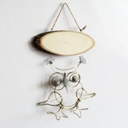 Metal Wire Owl Sculpture Entrance Driftwood Sign Personalized - thumbnail 2
