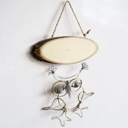 Metal Wire Owl Sculpture Entrance Driftwood Sign Personalized - thumbnail 3