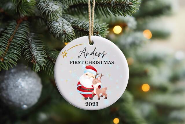 Personalised Baby's First Christmas Decoration, 1st Baby Ornament 2023, Cute Bauble, Gift - image 1