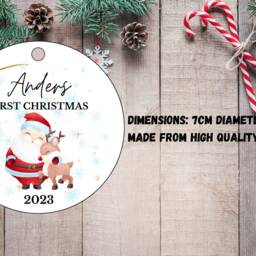 Personalised Baby's First Christmas Decoration, 1st Baby Ornament 2023, Cute Bauble, Gift - thumbnail 2