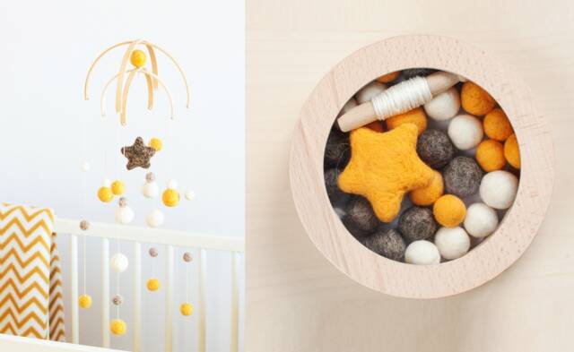 Baby Crib Mobile Diy Kit Nursery Woolen Balls Chandelier - image 1